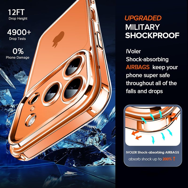 ivoler 3-in-1 Clear Case Designed for iPhone 17 Pro 6.3'' 2025 with 2 Pack Tempered Glass Screen Protector, Military Shockproof Hard Back Slim for iPhone 17 Pro Cover - Clear - Image 5